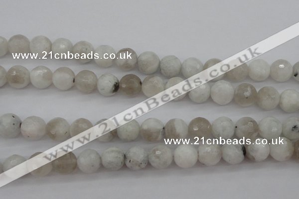 CMS803 15.5 inches 10mm faceted round white moonstone beads