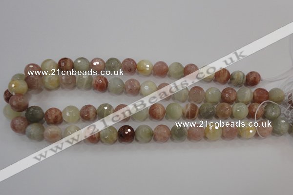 CMS873 15.5 inches 12mm faceted round moonstone gemstone beads