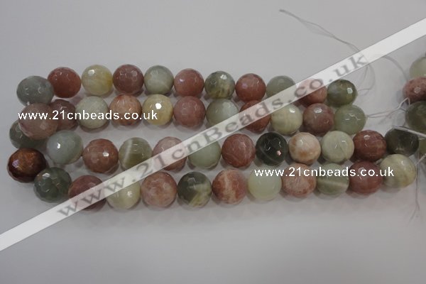 CMS874 15.5 inches 14mm faceted round moonstone gemstone beads