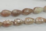 CMS88 15.5 inches 8*12mm faceted teardrop moonstone gemstone beads