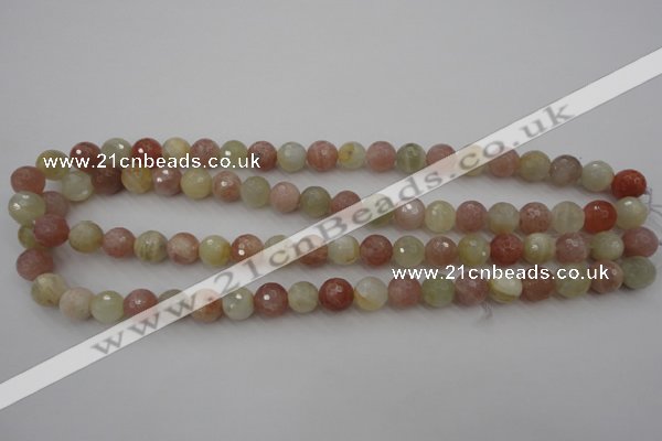 CMS880 15.5 inches 10mm faceted round moonstone gemstone beads