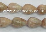 CMS91 15.5 inches 13*18mm faceted teardrop moonstone gemstone beads