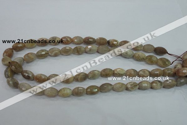 CMS92 15.5 inches 10*14mm faceted rice moonstone gemstone beads