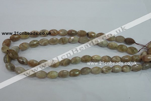 CMS92 15.5 inches 10*14mm faceted rice moonstone gemstone beads