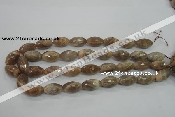 CMS93 15.5 inches 13*22mm faceted rice moonstone gemstone beads