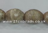 CMS94 15.5 inches 15*20mm faceted rice moonstone gemstone beads