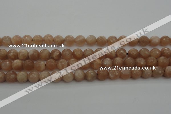 CMS942 15.5 inches 8mm faceted round A grade moonstone gemstone beads