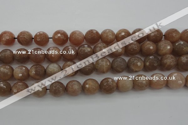 CMS944 15.5 inches 12mm faceted round A grade moonstone gemstone beads