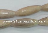 CMS95 15.5 inches 10*30mm faceted rice moonstone gemstone beads