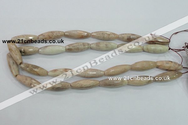 CMS95 15.5 inches 10*30mm faceted rice moonstone gemstone beads