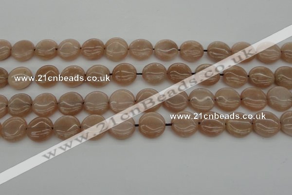 CMS958 15.5 inches 12mm flat round A grade moonstone beads