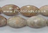 CMS96 15.5 inches 13*22mm faceted rice moonstone gemstone beads