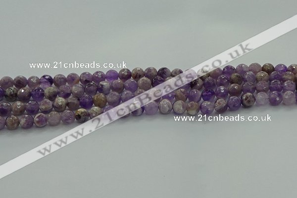 CNA1011 15.5 inches 6mm faceted round dogtooth amethyst beads