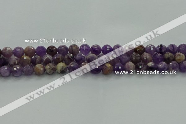 CNA1012 15.5 inches 8mm faceted round dogtooth amethyst beads