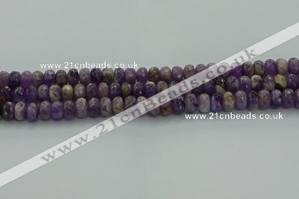 CNA1030 15.5 inches 6*10mm faceted rondelle dogtooth amethyst beads