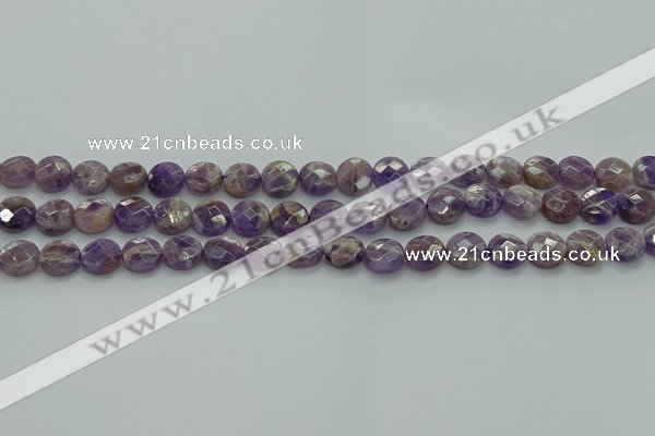 CNA1044 15.5 inches 10mm faceted coin dogtooth amethyst beads