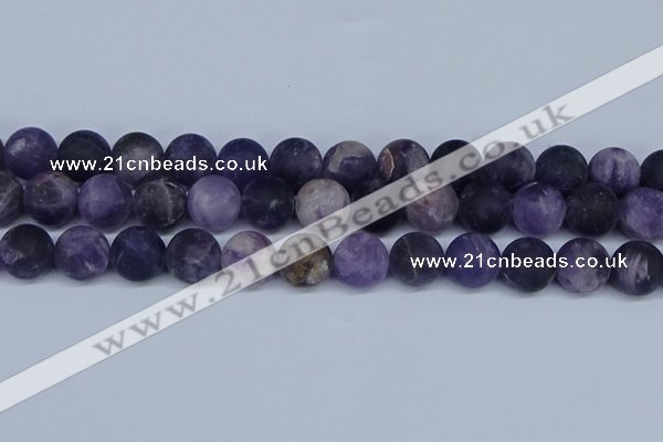 CNA1065 15.5 inches 14mm round matte dogtooth amethyst beads