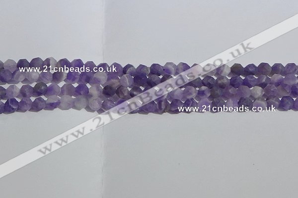 CNA1076 15.5 inches 6mm faceted nuggets matte dogtooth amethyst beads