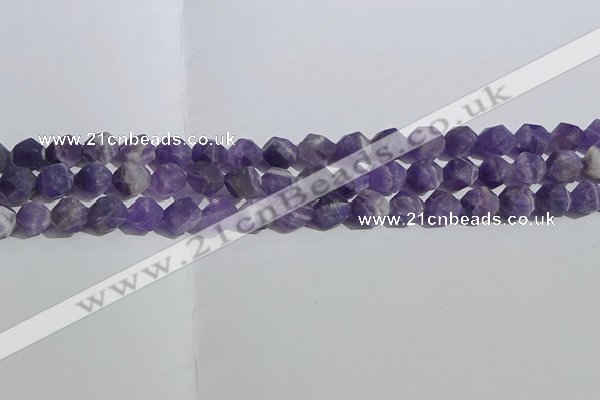 CNA1077 15.5 inches 8mm faceted nuggets matte dogtooth amethyst beads