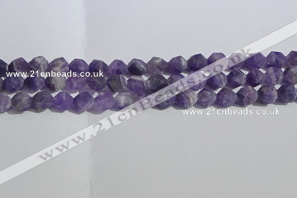 CNA1078 15.5 inches 10mm faceted nuggets matte dogtooth amethyst beads