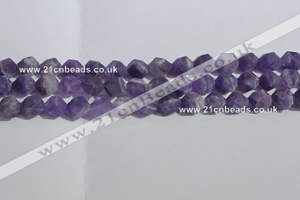 CNA1079 15.5 inches 12mm faceted nuggets matte dogtooth amethyst beads