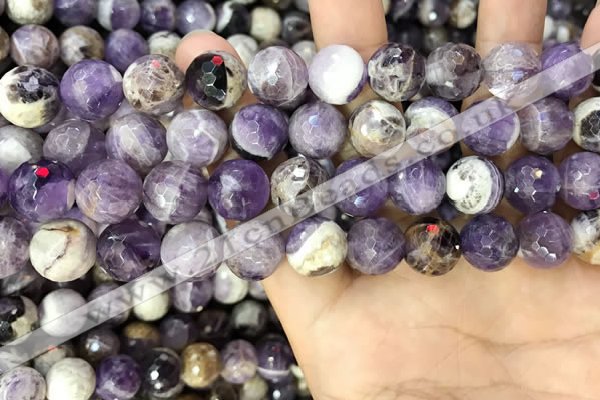 CNA1090 15.5 inches 12mm faceted round dogtooth amethyst beads