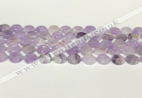 CNA1124 15.5 inches 12mm flat round natural lavender amethyst beads