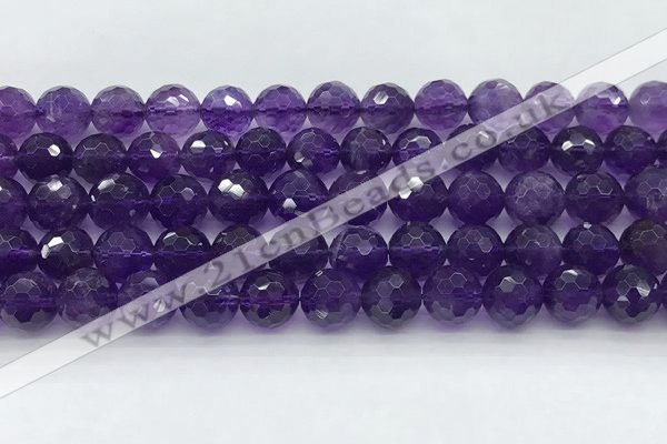 CNA1173 15.5 inches 10mm faceted round natural amethyst beads