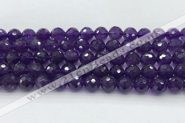 CNA1177 15.5 inches 10mm faceted round natural amethyst beads