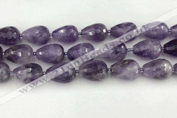 CNA1181 15.5 inches 15*20mm faceted teardrop amethyst beads