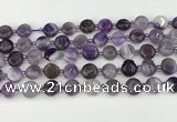 CNA1185 15.5 inches 10mm flat round amethyst beads wholesale