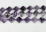 CNA1188 15.5 inches 15*15mm twisted diamond amethyst beads