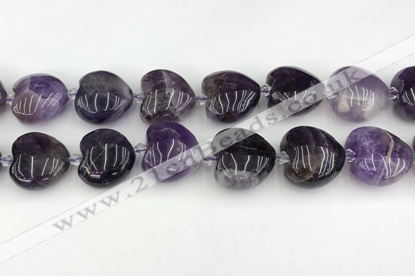 CNA1191 15.5 inches 20*20mm heart amethyst beads wholesale