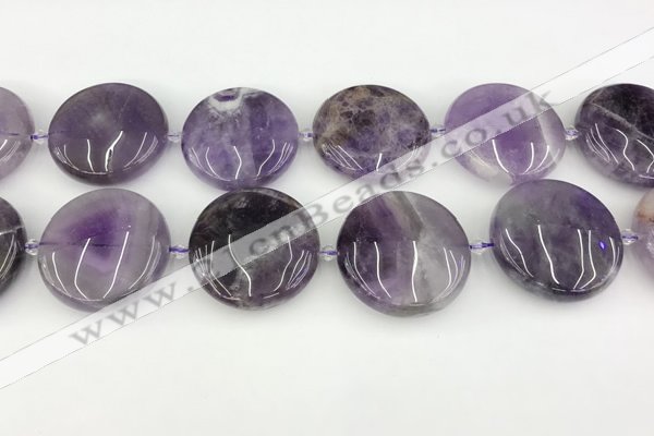 CNA1196 15.5 inches 40mm flat round amethyst beads wholesale