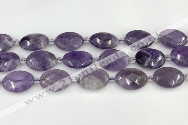 CNA1202 15.5 inches 18*25mm faceted oval amethyst beads