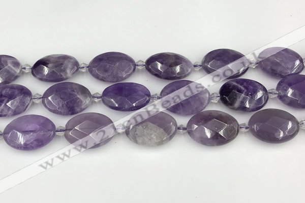 CNA1202 15.5 inches 18*25mm faceted oval amethyst beads