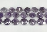 CNA1204 15.5 inches 20mm faceted coin amethyst beads wholesale