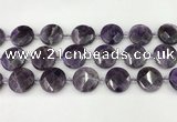 CNA1205 15.5 inches 20mm faceted coin amethyst gemstone beads