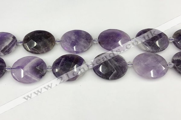 CNA1208 15.5 inches 25*30mm faceted oval amethyst gemstone beads