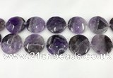 CNA1212 15.5 inches 40mm faceted coin amethyst gemstone beads
