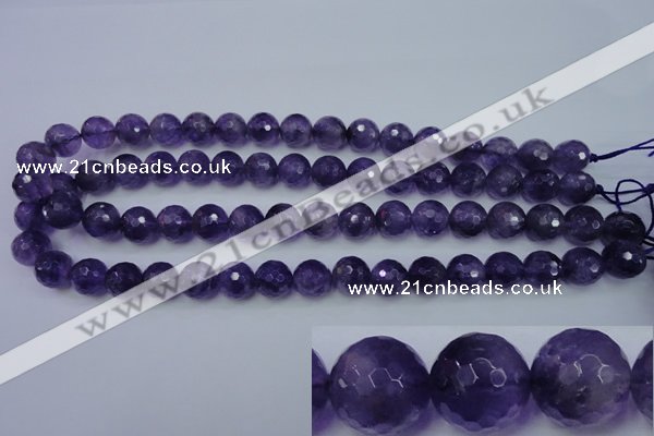 CNA254 15.5 inches 12mm faceted round natural amethyst beads