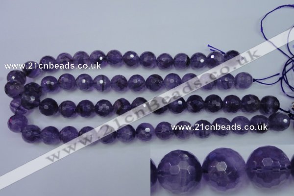 CNA255 15.5 inches 14mm faceted round natural amethyst beads