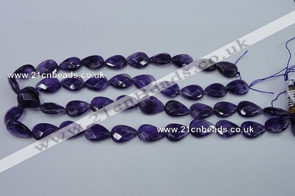 CNA262 15.5 inches 13*18mm faceted flat teardrop natural amethyst beads