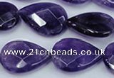 CNA264 15.5 inches 18*25mm faceted flat teardrop natural amethyst beads