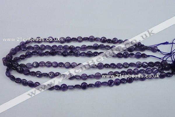 CNA266 15.5 inches 8mm flat round natural amethyst beads wholesale