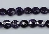 CNA267 15.5 inches 10mm flat round natural amethyst beads wholesale