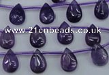 CNA288 Top-drilled 8*12mm flat teardrop natural amethyst beads