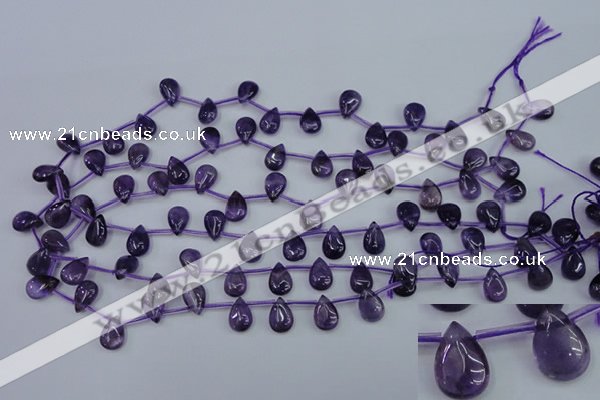 CNA288 Top-drilled 8*12mm flat teardrop natural amethyst beads