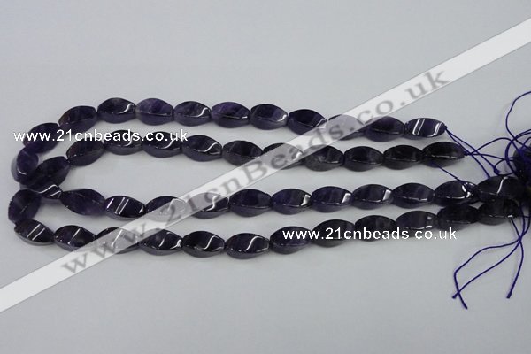 CNA291 15.5 inches 8*16mm twisted rice natural amethyst beads