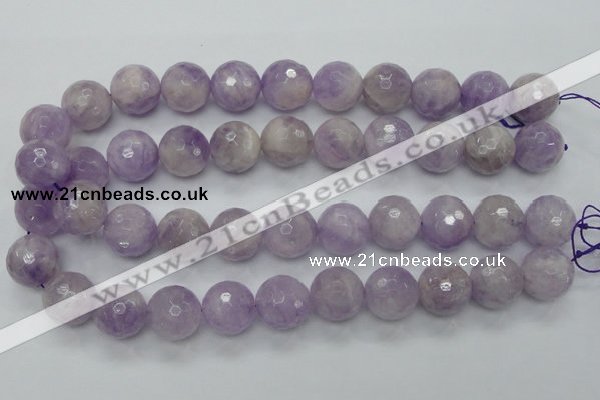 CNA314 15.5 inches 18mm faceted round natural lavender amethyst beads